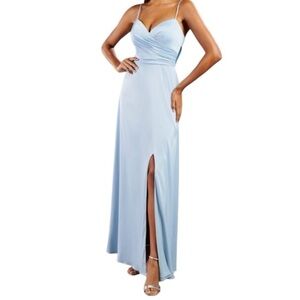 Christina Wu Chambray Matte Charmeuse A-Line Evening Bridesmaid Dress Sz 12 NWT